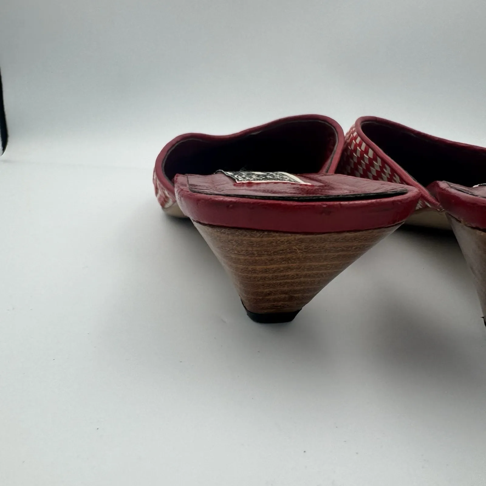 Paola del Lungo Mules‎ Red White Woven Womens Shoe Size US 9 EU 41 Slip On - Image 14