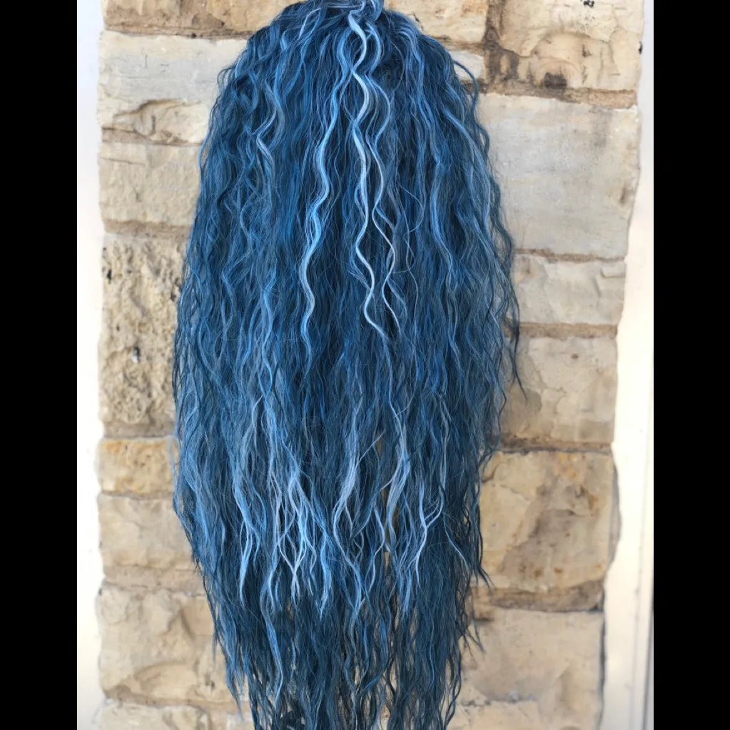 Blue Long Curly Soft Swisslace Lacefront wig - Image 15