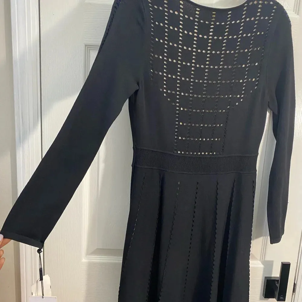 Calvin Klein Black Knit Cutout Midi Dress M Long Sleeve NWT Elegant - Image 5