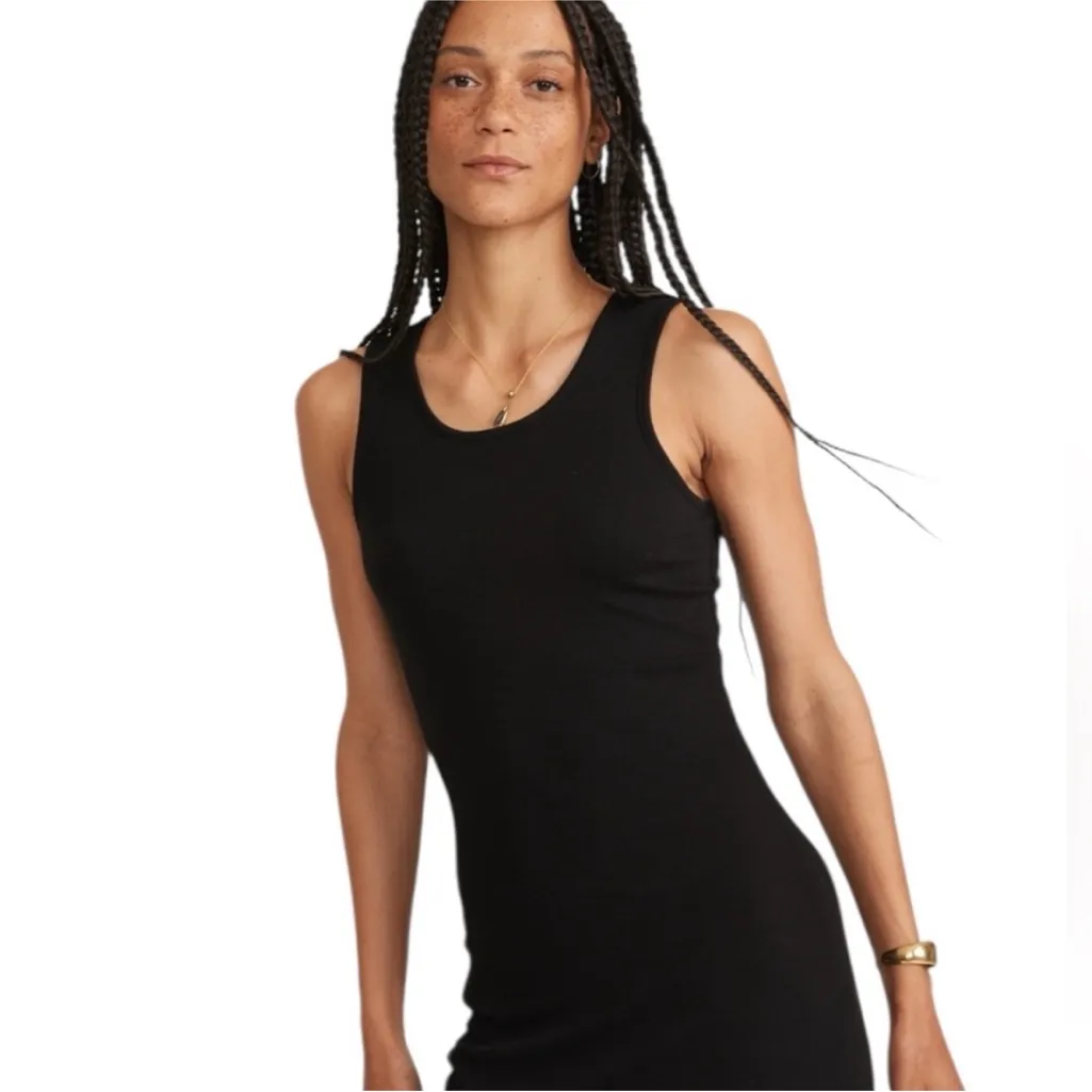 Marine Layer Lexi Ribbed Daytime Midi Dress Black Small - Image 3