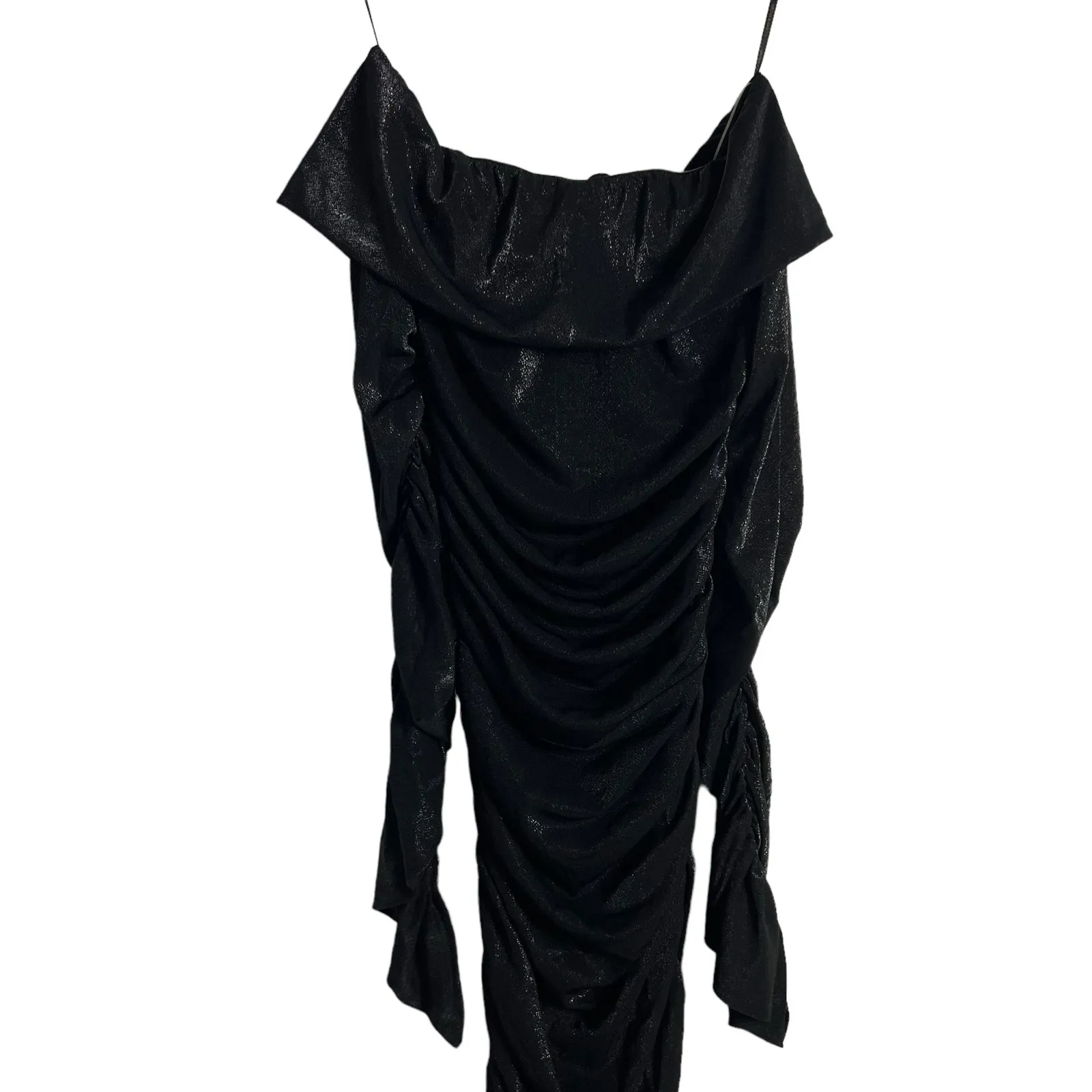 Bronx & Banco Amara Black Ruched Long Sleeve Off the Shoulder Midi Dress Size 4 - Image 10