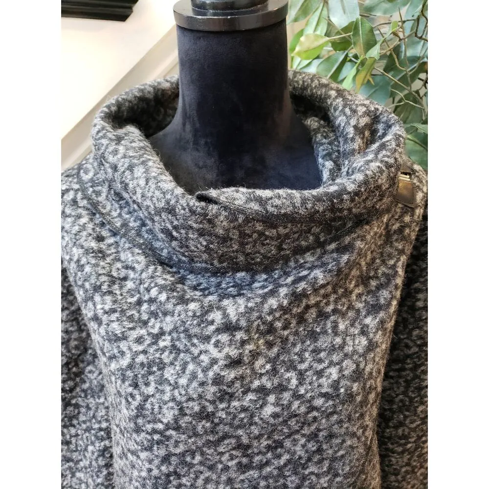 Willi Smith Blazer Jacket Women's Size Large Black Wool Blend Cowl Neck Strap - Image 3