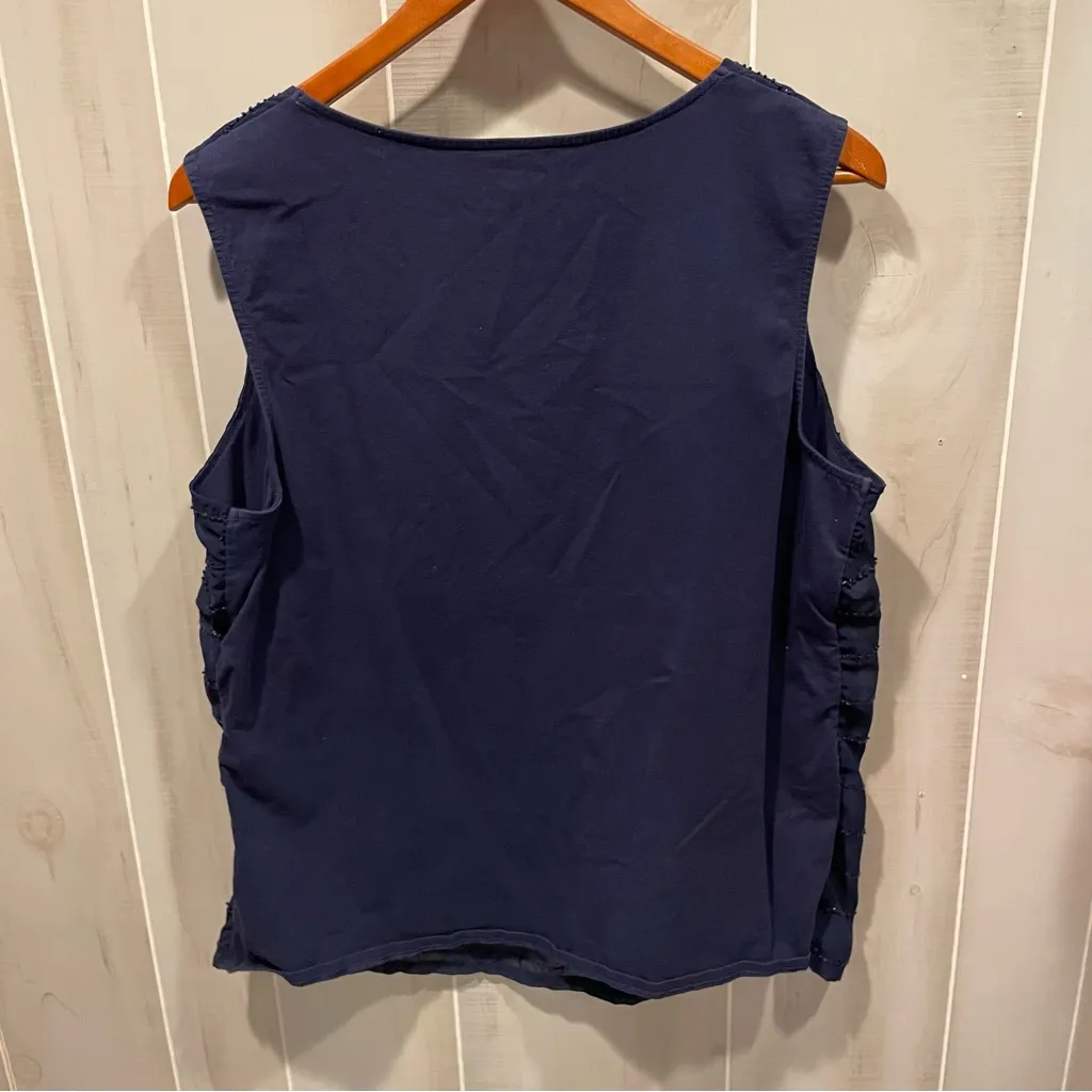 Cute lightweight mesh sequin stripe navy top stretchy sleeveless - Image 10