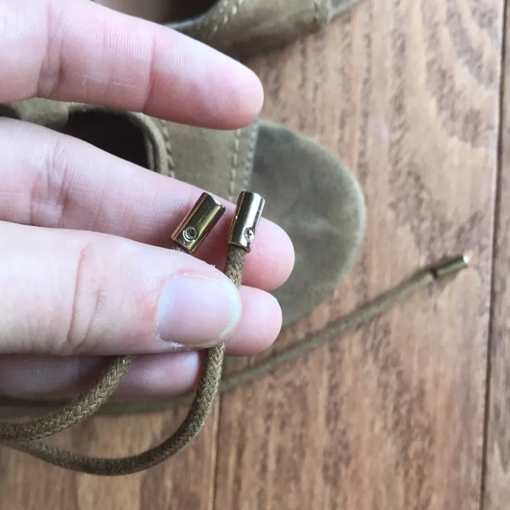 INDIGO Rd Babel tan suede gladiator laceup booties - Image 10