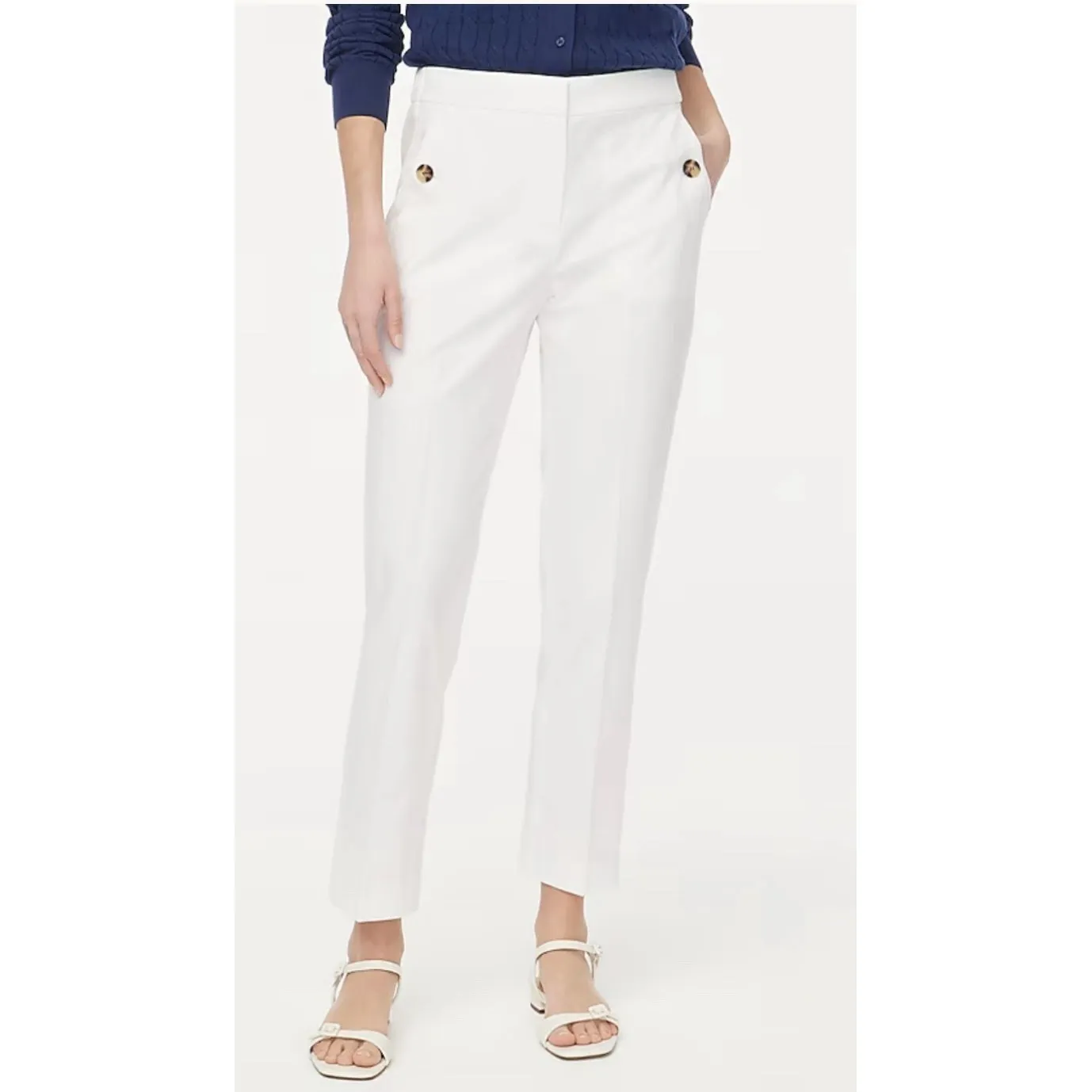 J.‎ Crew Sailor Pant Womens Size 10P Black Linen Cropped High Waist - Image 2