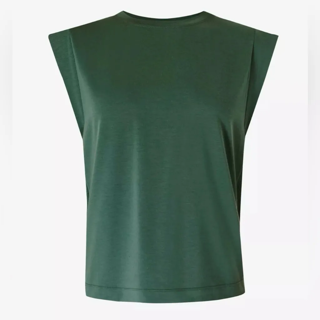Sweaty Betty Breathe Easy Boxy-Fit Stretch-Jersey T-Shirt Top Green Size Small - Image 4
