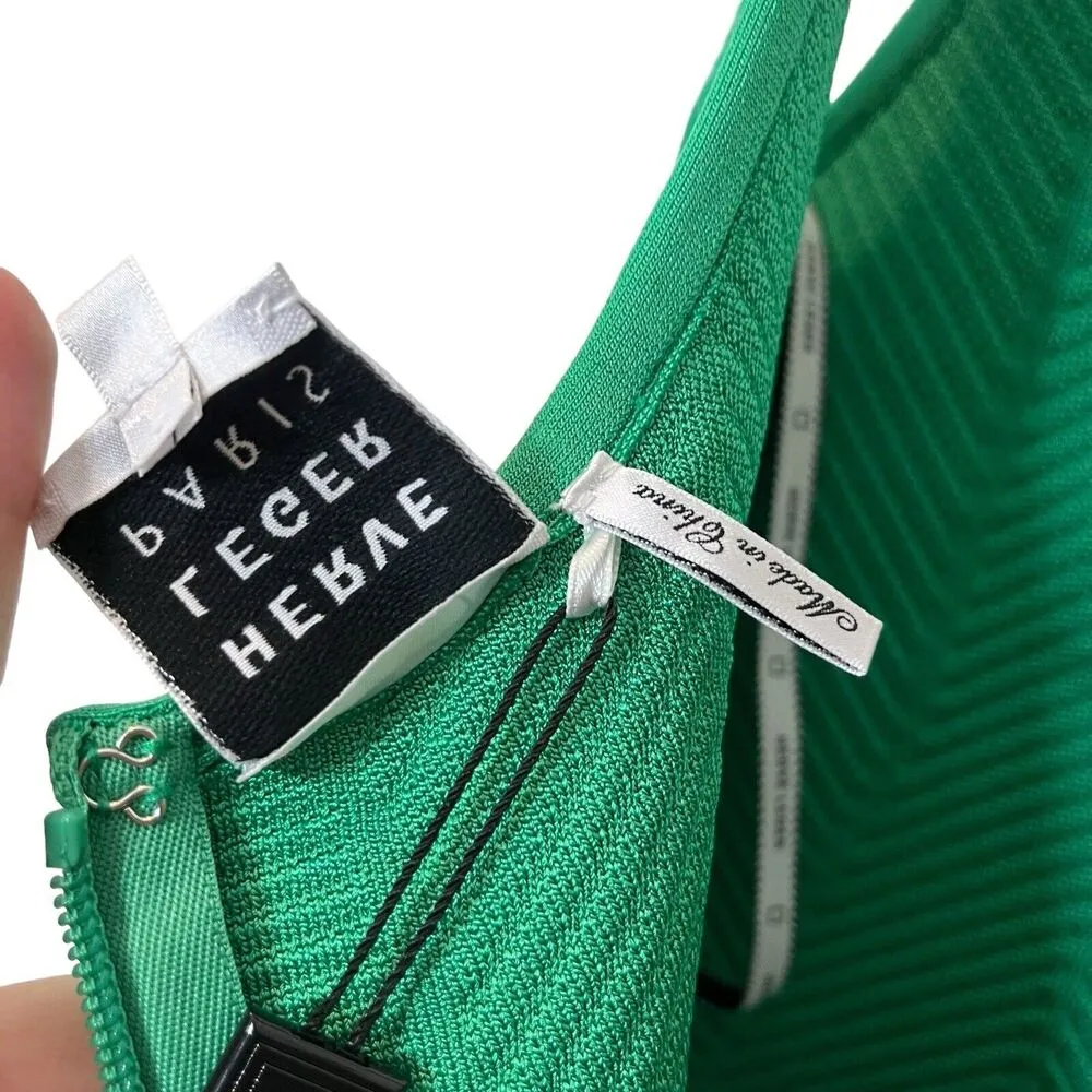 Herve Leger Herringbone Ottoman Mini Dress Juniper Green BodyCon New Size M $990 - Image 8