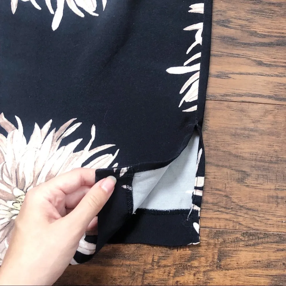 Ann Taylor • black chrysanthemum shirtdress floral popover shift dress summer - Image 12