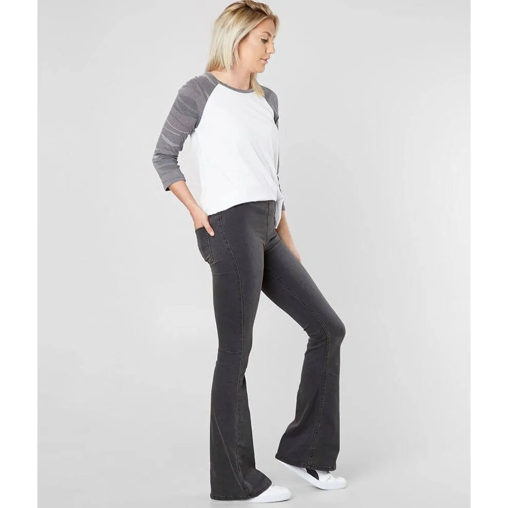 Free People Penny Pull-On Flare Jeans Women’s Sz 24 Black Gray Denim Bell Bottom - Image 10