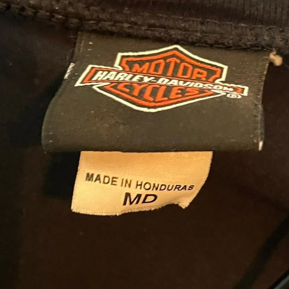 Harley Davidson Womens M San Diego Little Italy Dealership Tee Black V-Neck Moto - Image 4