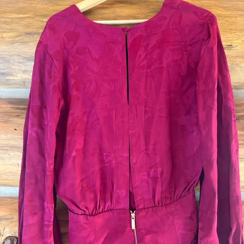Silvia Tcherassi | Fuchsia Deep V Neck Top | Long Sleeve | Courtney Blouse | NWT Pink Size M - Image 5