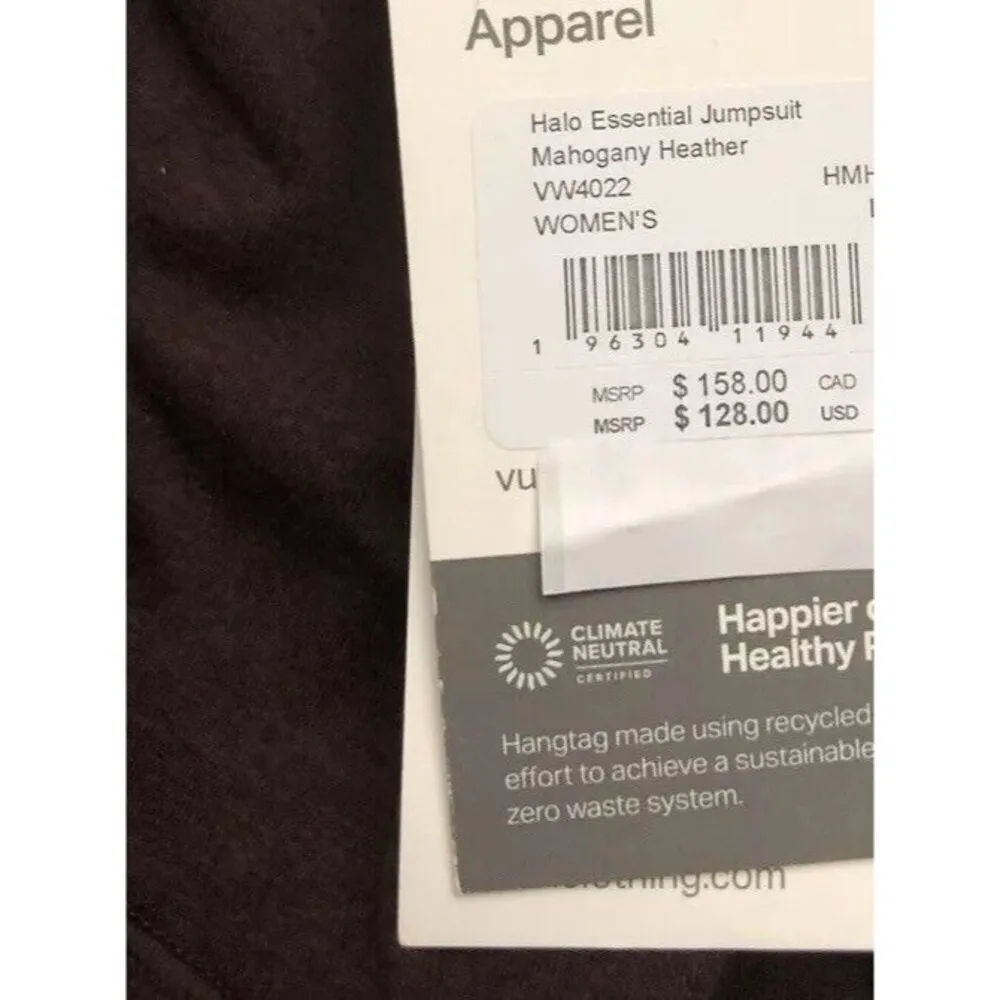 Vuori Women’s Halo Essential Dreamknit Jumpsuit Mahogany Heather Size Small New - Image 2