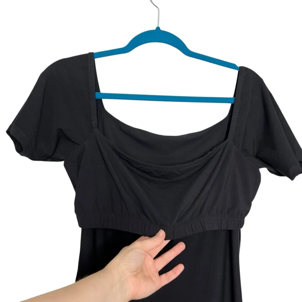 Hatch Black The Body Cap Sleeve Bodycon Bamboo Viscose Blend Midi Dress Size undefined - Image 11