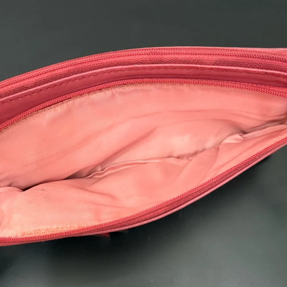 Coral Daisy Leather Double Zip Wallet Wristlet - Image 10