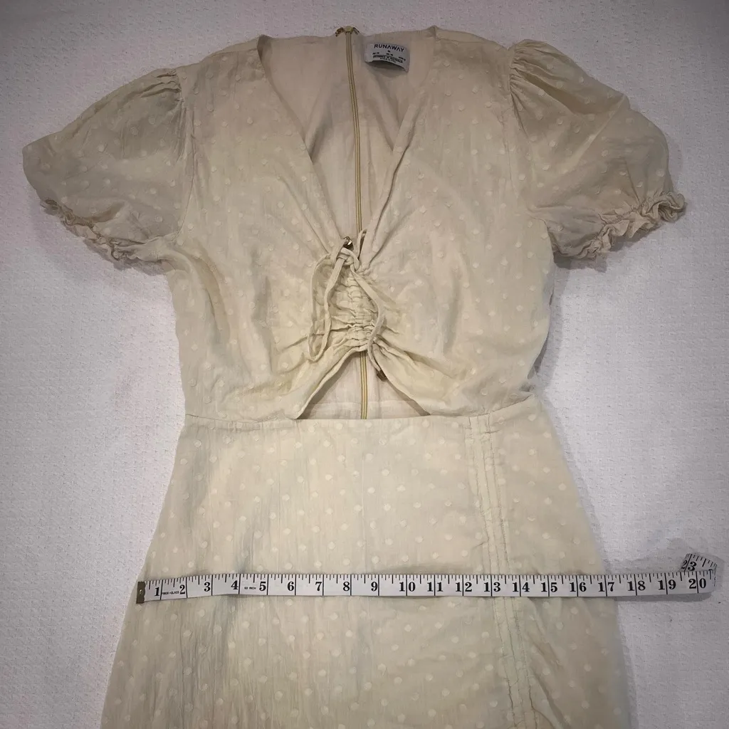 Runaway The Label Ditsy Yellow Lemon Polk-a-dot Cotton Mini Dress Sz Medium FLAW - Image 13