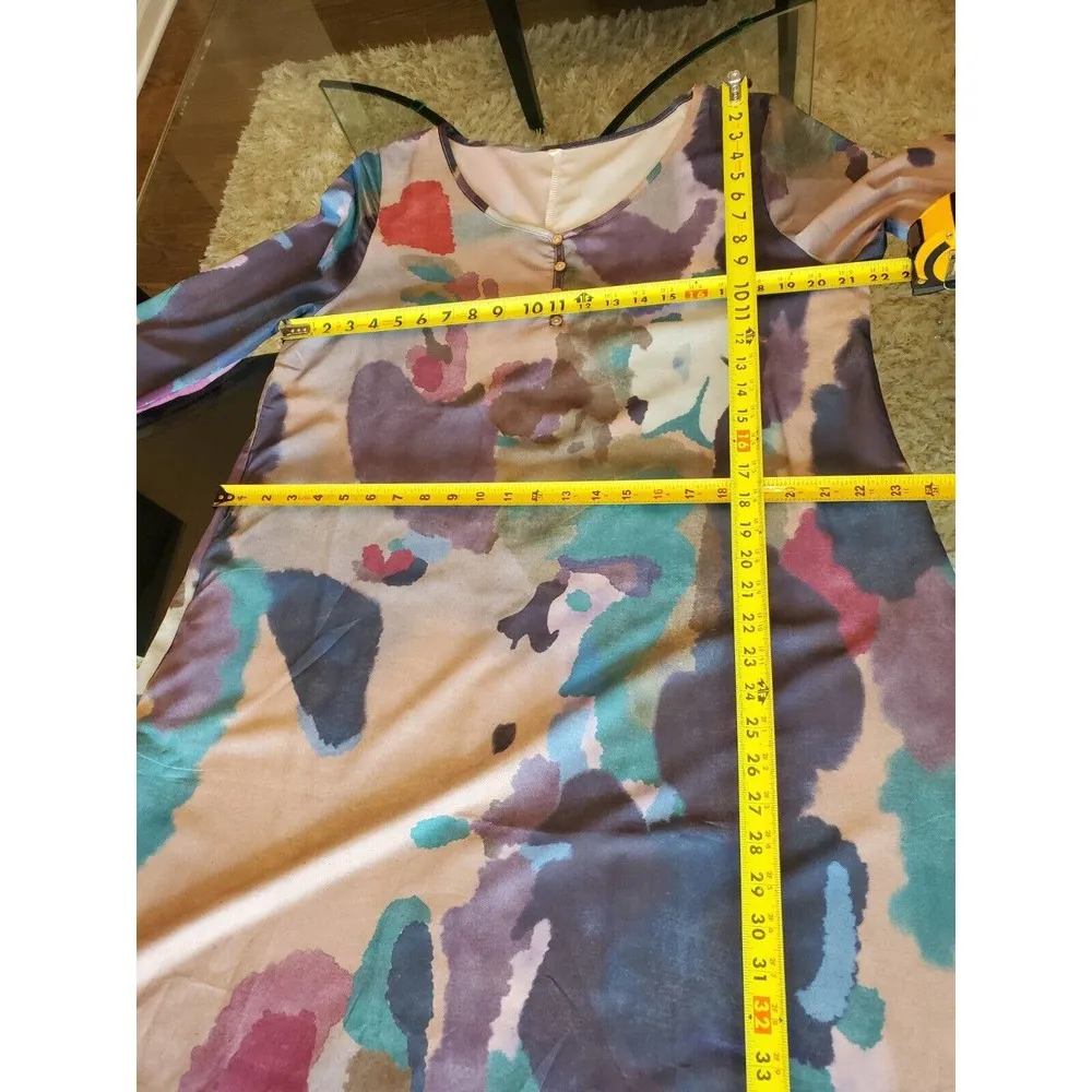 SHEIN Women Multicolor Polyester Round Neck Long Sleeve Maxi Dress Size X-Large - Image 9