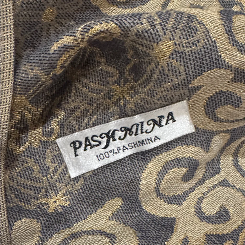 Pashmina Gold Jacquard Scarf - Image 4