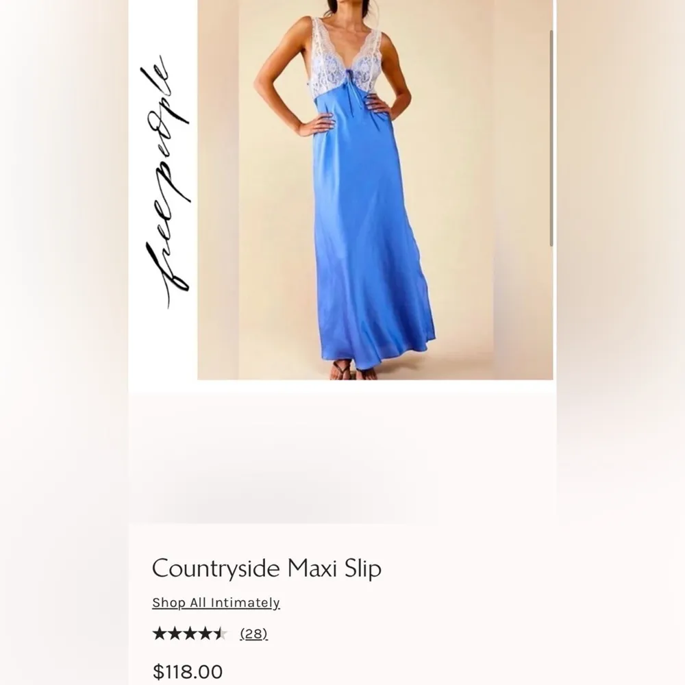 Free People X Revolve Countryside Blue Lace Maxi Slip Dress Sleep Sexy Lingerie - Image 2