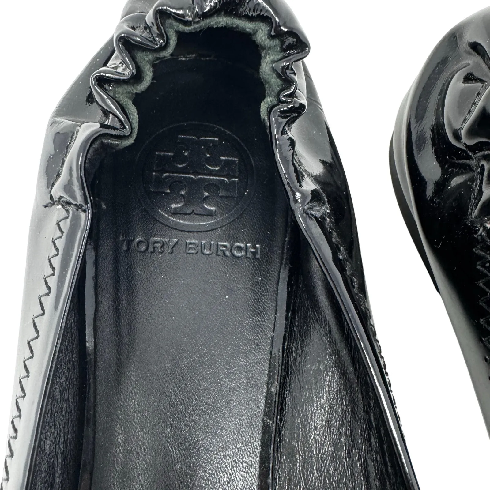 Tory Burch Reva Black Patent Logo Flats Womens Size 9 Ballet Shoes Classic - Image 8