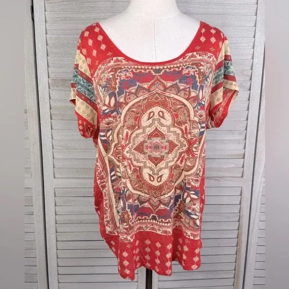 Lucky Brand Persian Carpet Tee -  Red - Size Large - Image 3