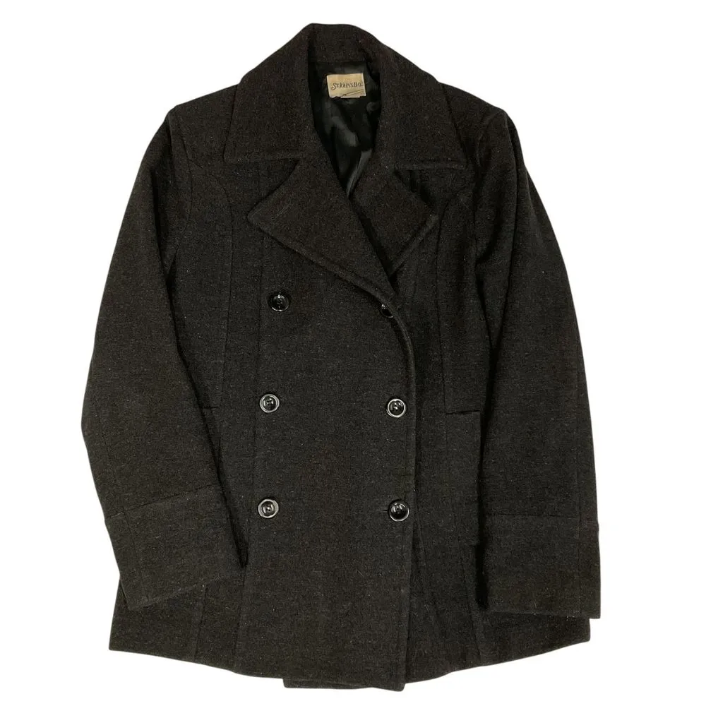 St. John's Bay Women's Wool Cashmere Double‎ Breasted Pea Coat Black Size Large - Image 5