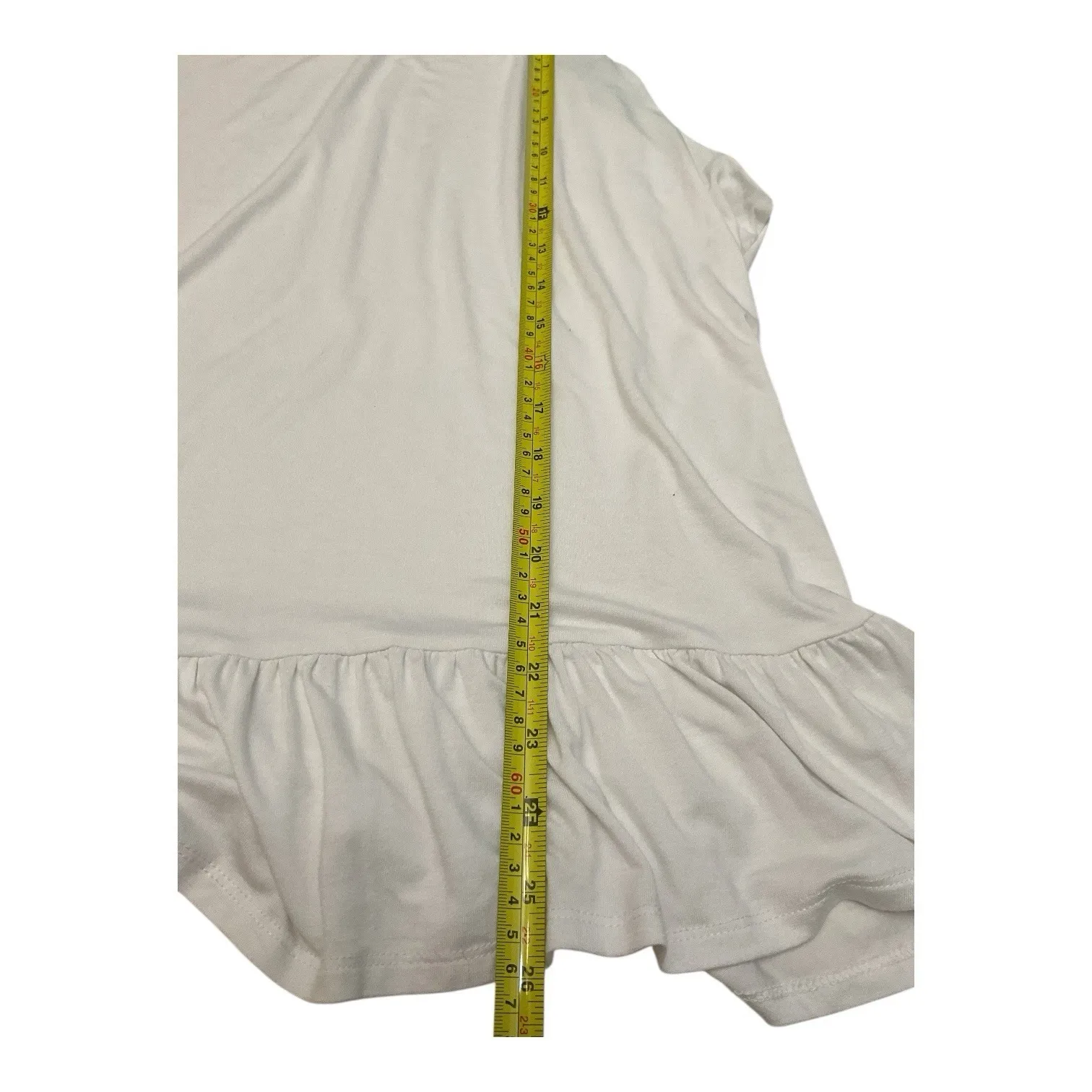 The Pioneer Woman Top Size X Large White W/ Green Balloon Sleeves Ruffle Bottom - Image 10