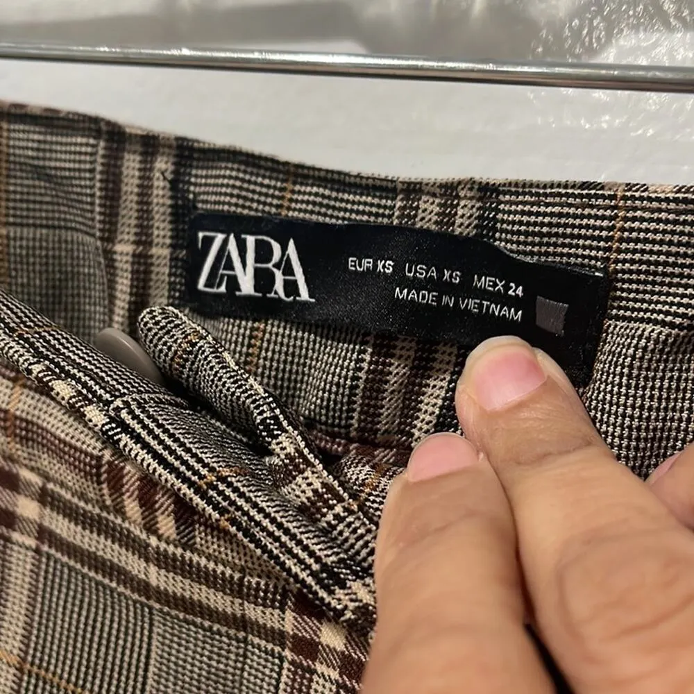 Zara Academia Plaid Trousers Pants Size XS - Image 7