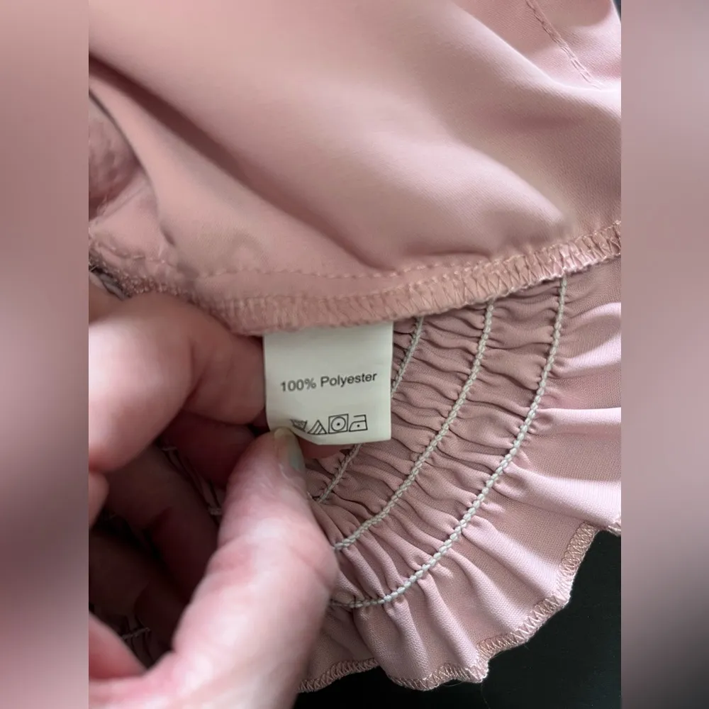 Pretty In Pink Silky Ruffled Ruched Cross Over V Neck Top Women’s Sz S NWOT - Image 5