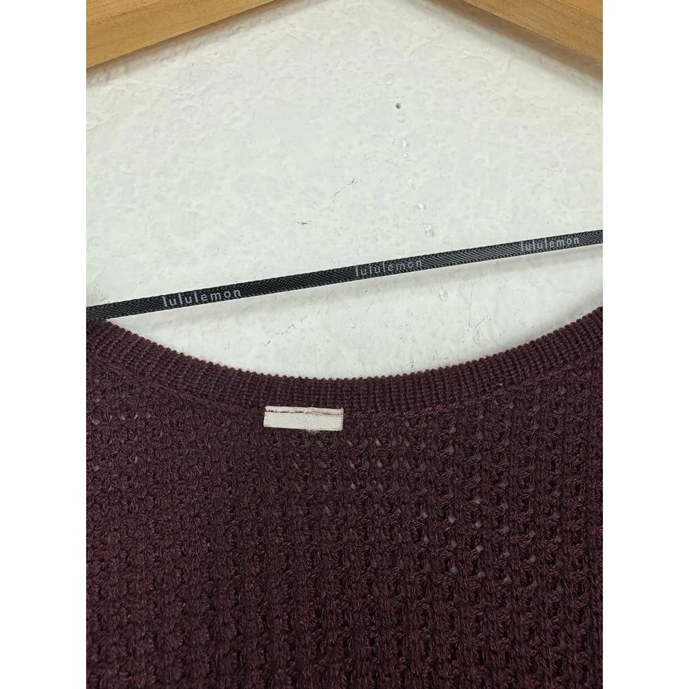 Lululemon The Sweater Life Burgundy Knit Jumper Large Heathered Bordeaux Drama - Image 6