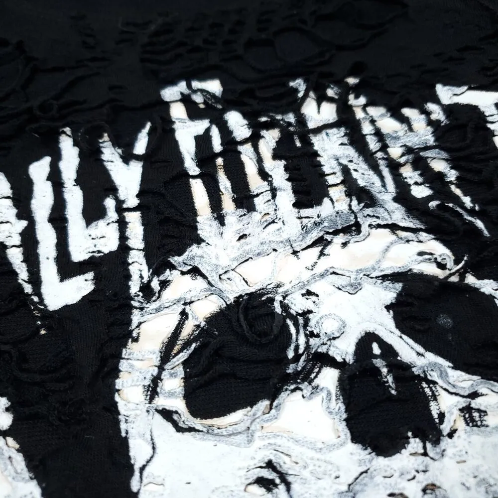 READ Dolls Kill Widow Toxic For Life Shredded Top Shirt Black Size Large - Image 4