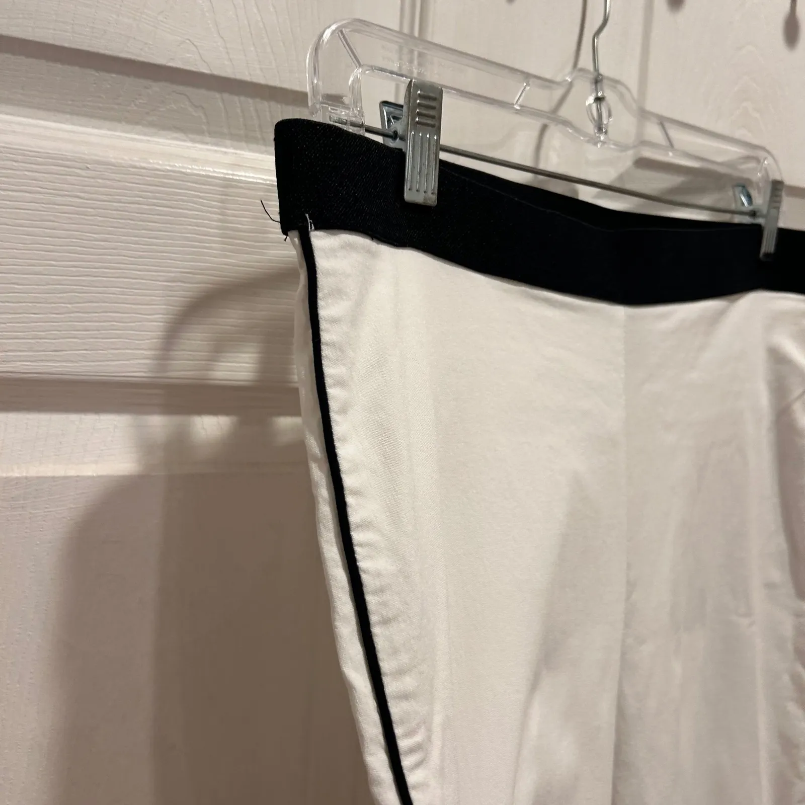 Style & Co White Ankle Pants Women's Large Black Tuxedo Stripe Party Club - Image 2