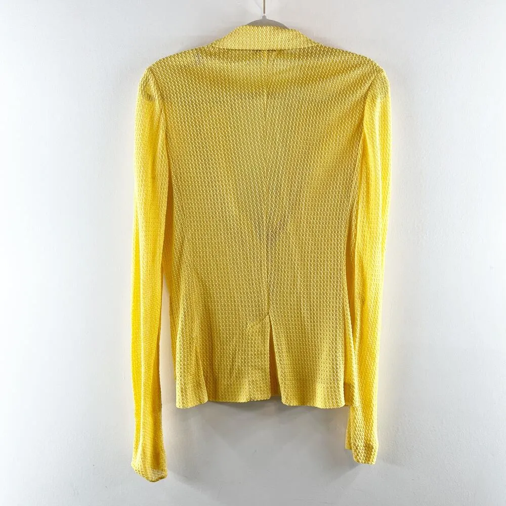Missoni Vintage Cotton Lightweight Double Button Blazer Jacket Yellow 12 - Image 4