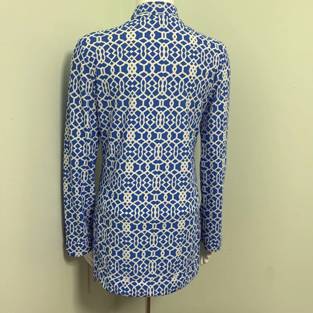 Jude Connally Chris Blue & White Geometric Tunic Top - Image 5