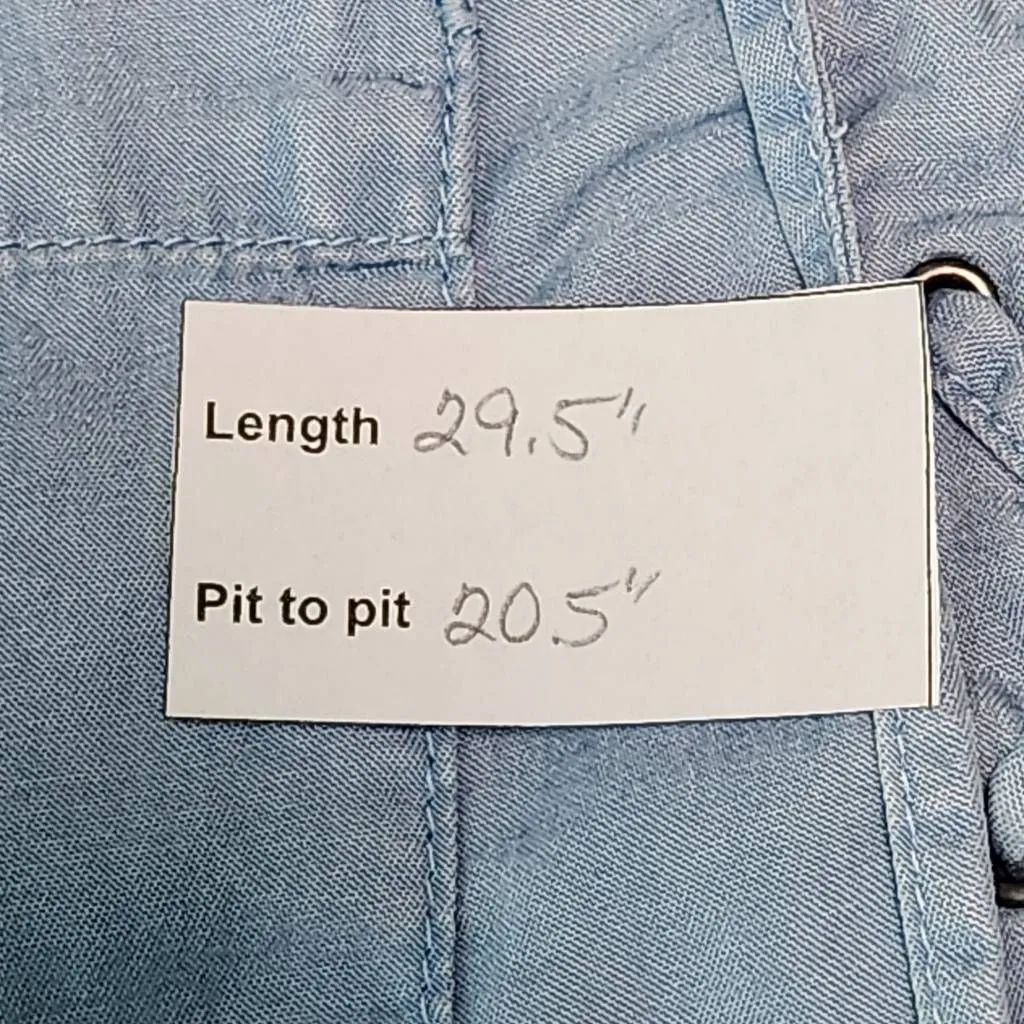 Style & Co. Blue Chambray Lace-Up Tunic Size Large Chambray Tunic - Image 8