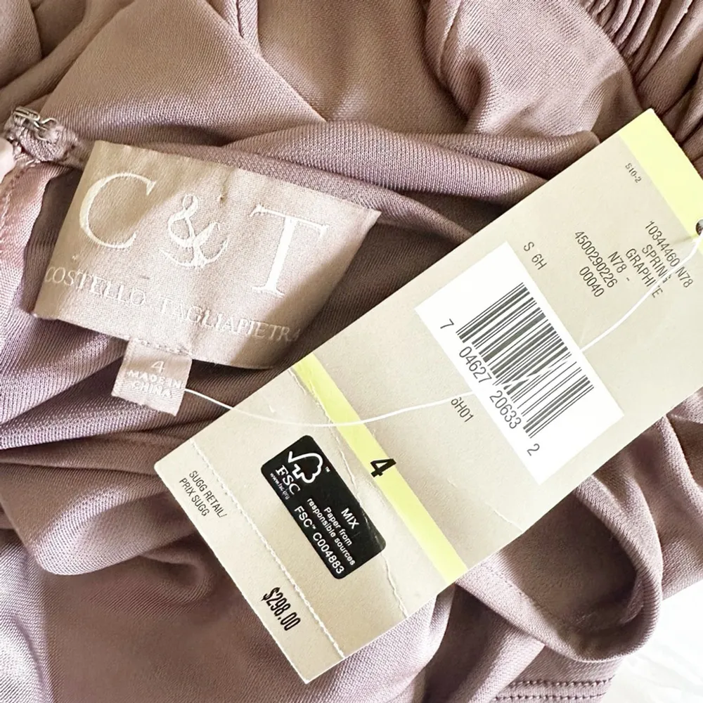 Costello Tagliapietra Draped Midi Dress Sz 4 Mauve Purple Holiday Party - Image 6