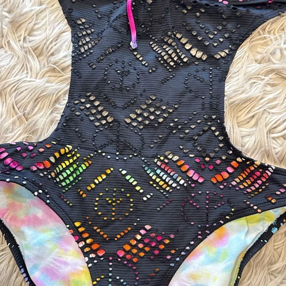 OP  rainbow eyelet swimsuit size medium - Image 2