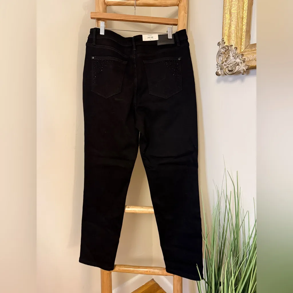 JUDY BLUE NWT REESE RHINESTONE SLIM FIT JEANS IN BLACK Size 15/32 - Image 5