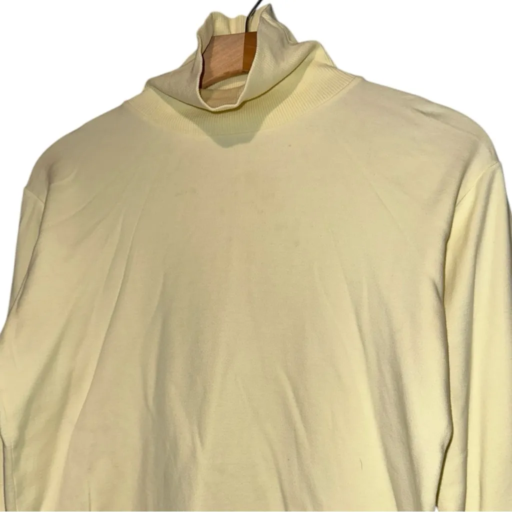 J. McLaughlin Vintage Women’s Size M Light Cream Yellow Cotton Turtleneck Top - Image 3