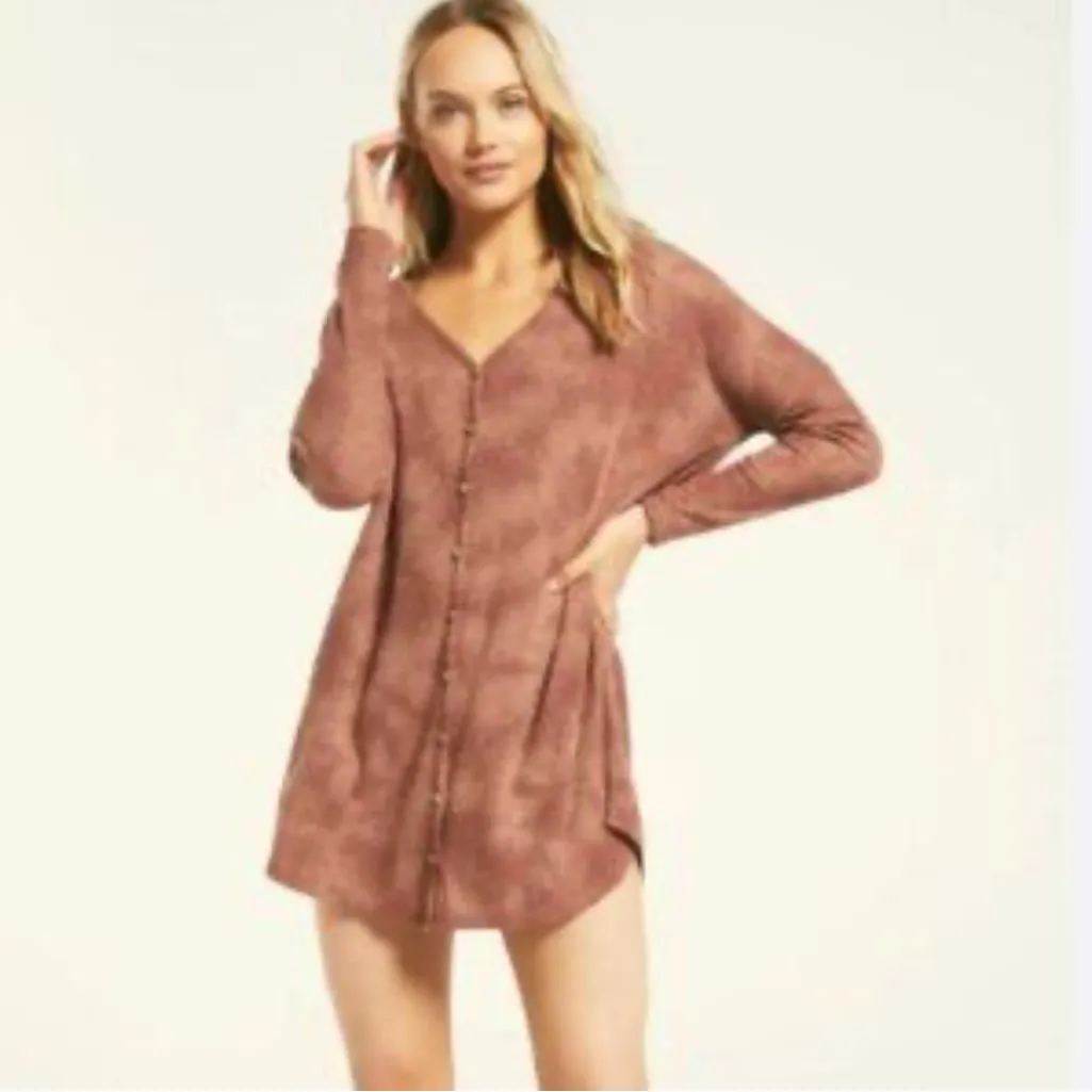 Z SUPPLY Mineral Wash Oversized Button Front Cardigan in Rust Clay Medium - Image 14