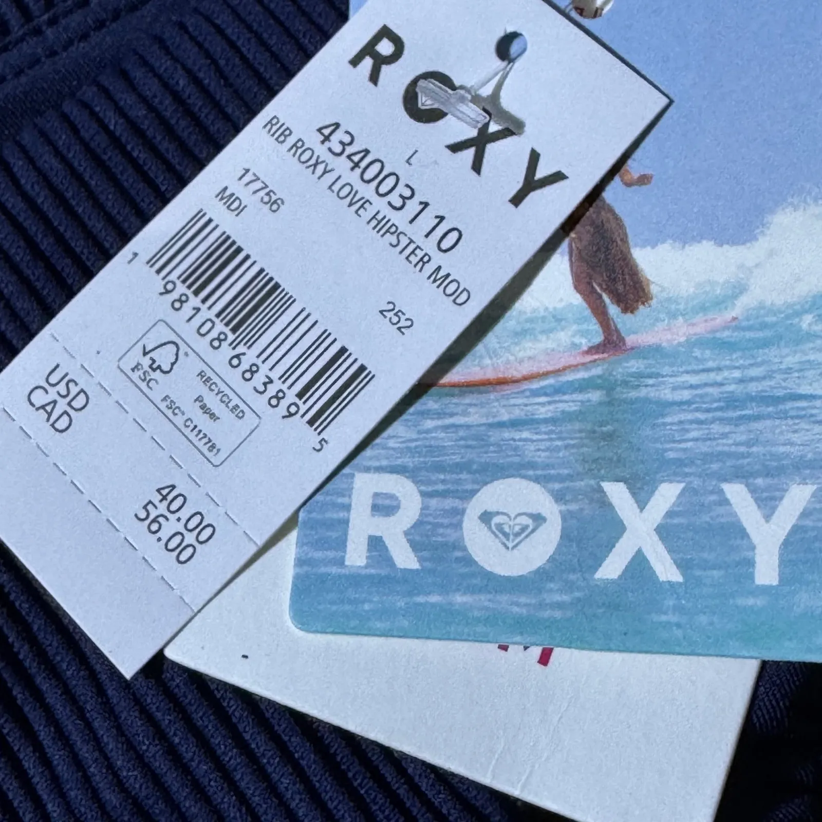 NWT Roxy Cobalt Bikini Bottoms Womens Large Low Rise Hipster UPF 50+ Swim - Image 6