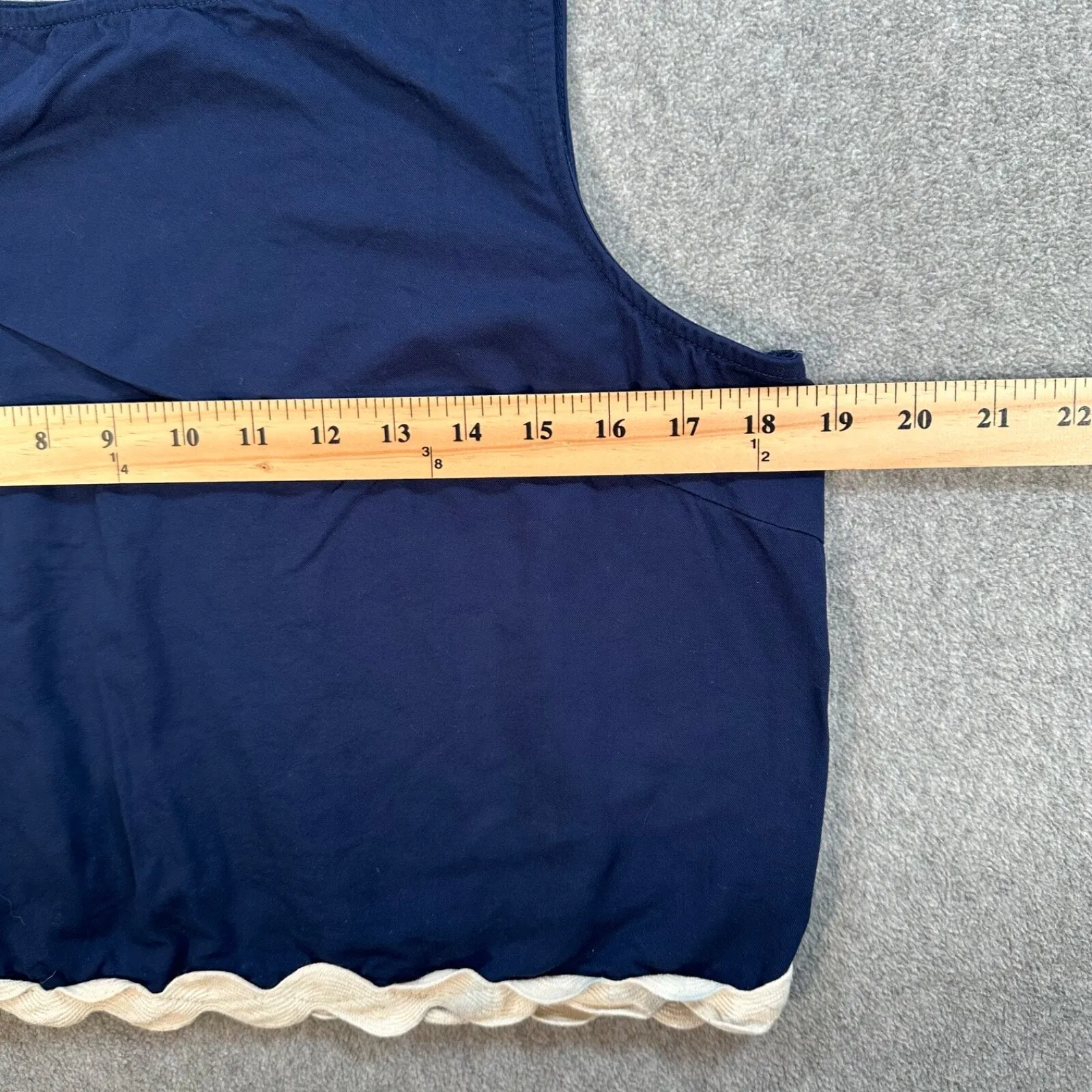 PrettyGarden Cropped Scallop Trim Tank Top Size Medium Blue High Neck Sleeveless - Image 3