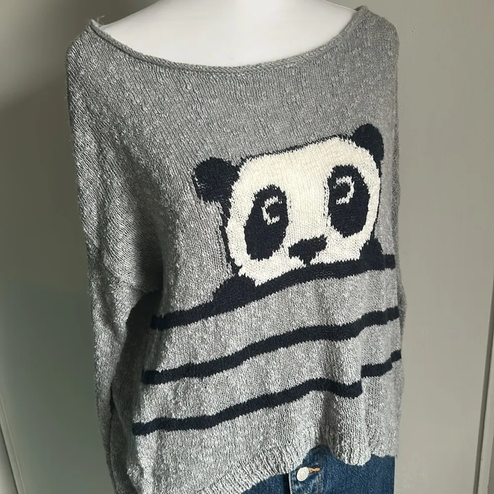 Hollister Adorable Panda Open Knit Slubby Lightweight Knit Sweater - Image 9