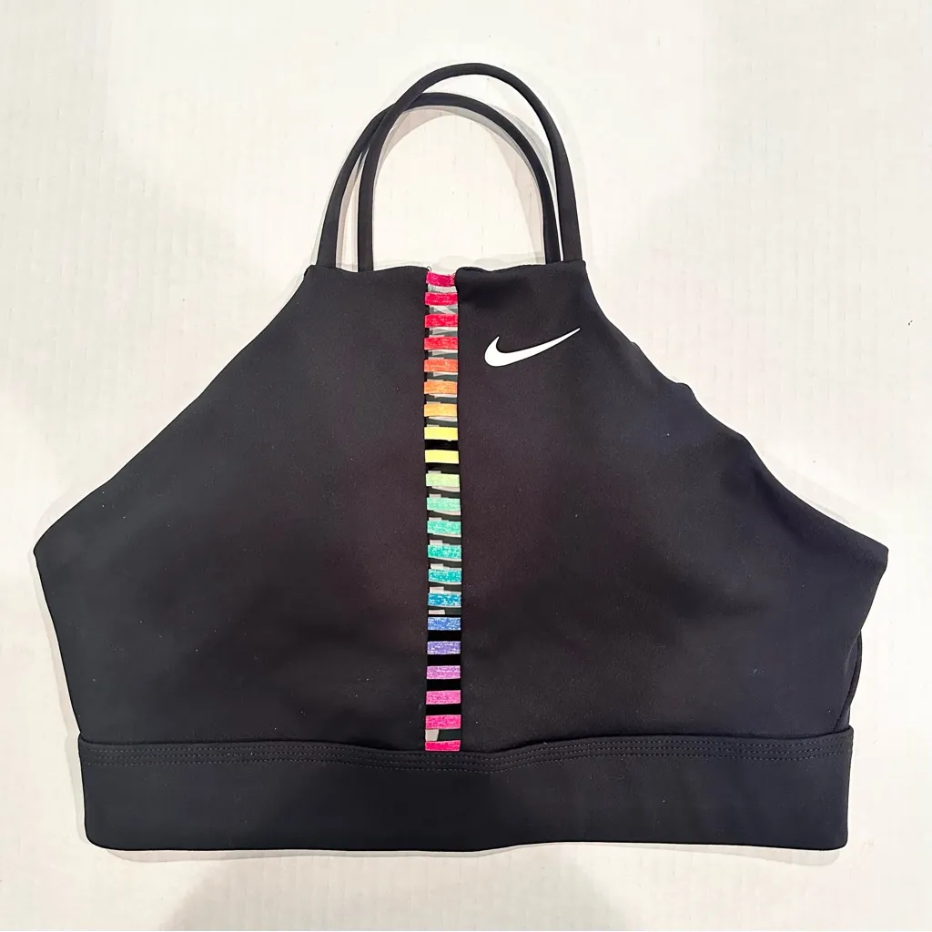 Nike Dri-FIT Indy‎ Rainbow Ladder Sports Bra Women's Small Black Athletic Yoga - Image 4
