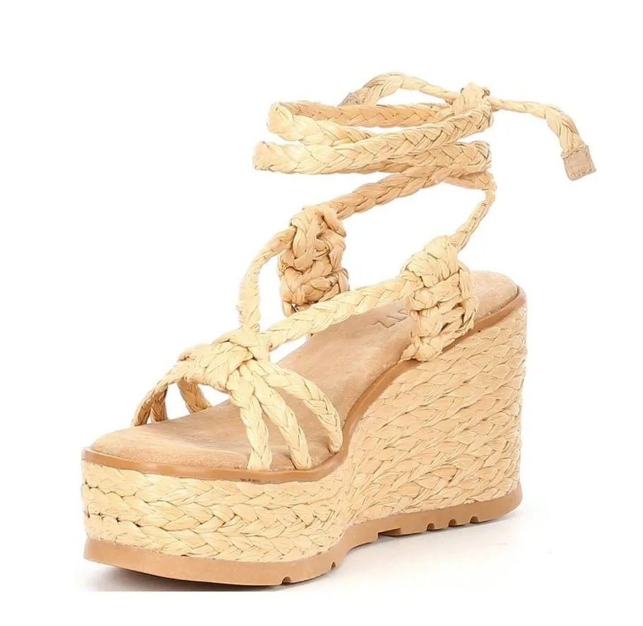 NEW  Revolve* Geissa Platform Wedge Espadrille Sandals Nude, Size 11B $158 - Image 6