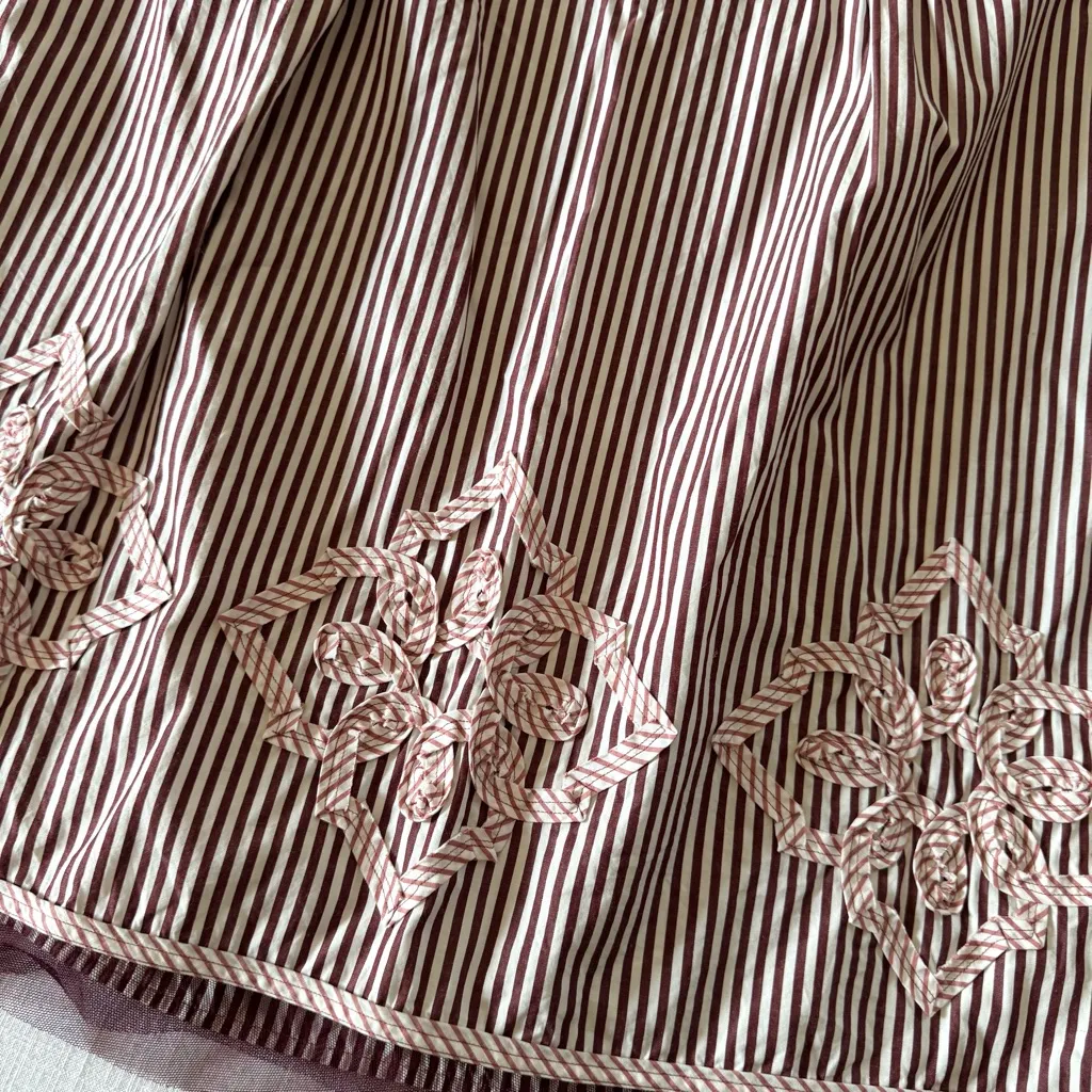 LOFT Burgundy & White Stripe A-Line Skirt, size 0 - Image 6