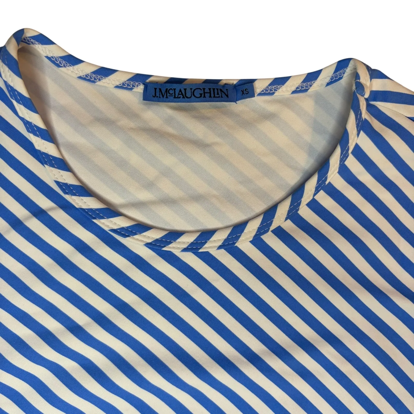 J.McLaughlin Elora Dress in Bangle Stripe Tie Waist‎ Casual Blue White XS - Image 7