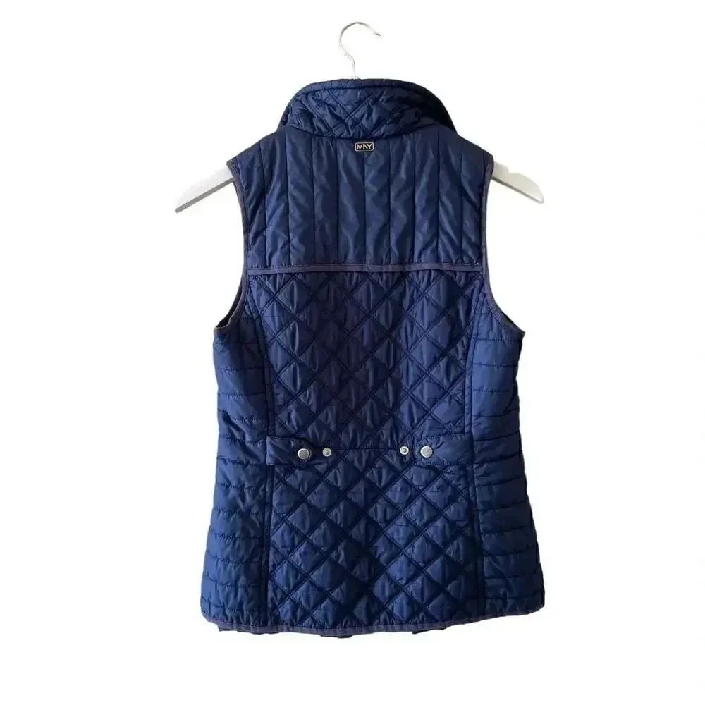 Marc New York Womens
Medium M Quilted Sleeveless
Vest Blue  Full Zip SZ XS - Image 5