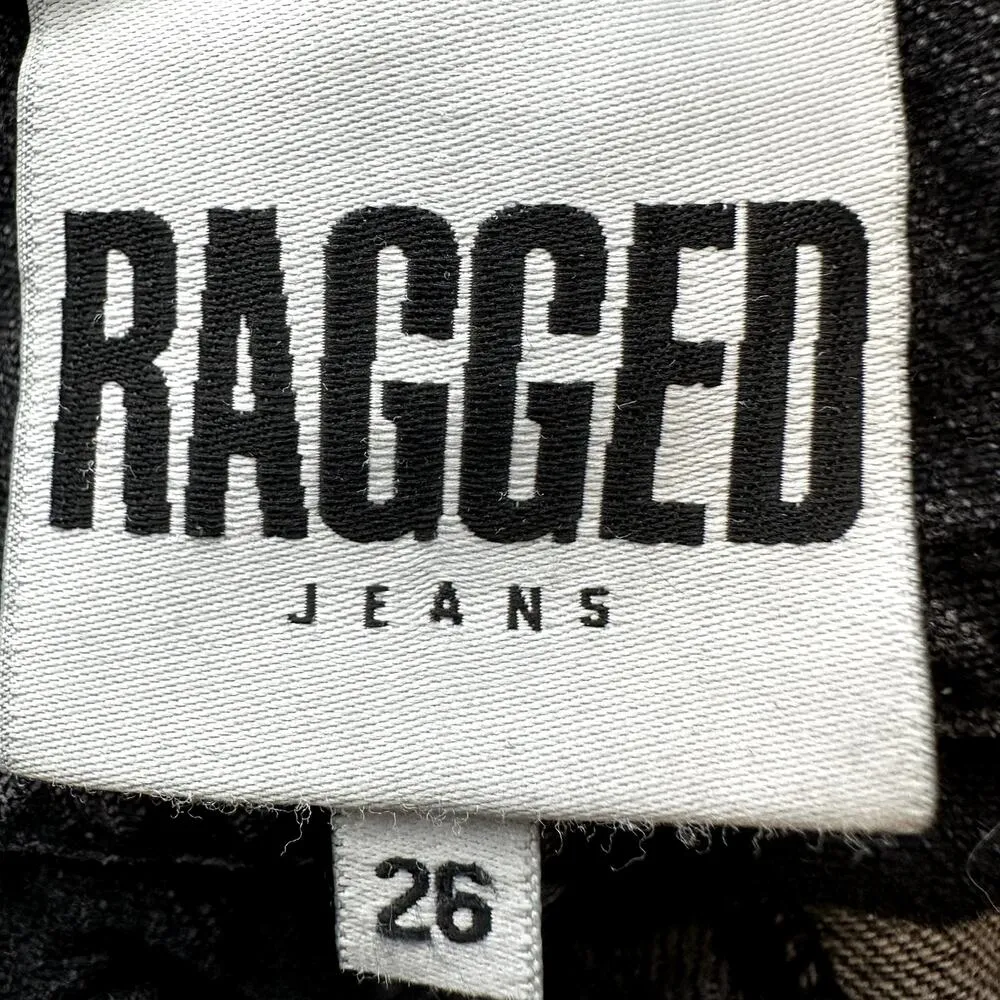 The Ragged Priest Colorblock Jeans Raw Hem Relaxed Fit Cotton Gray Black 26x30 - Image 2