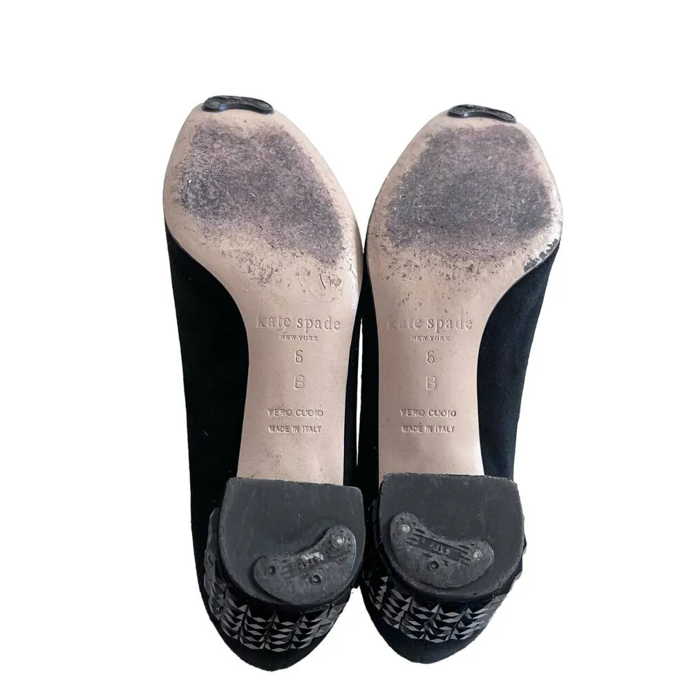 Kate Spade New York Danika Too Black Suede Jeweled Mid Heel 6B - Image 3