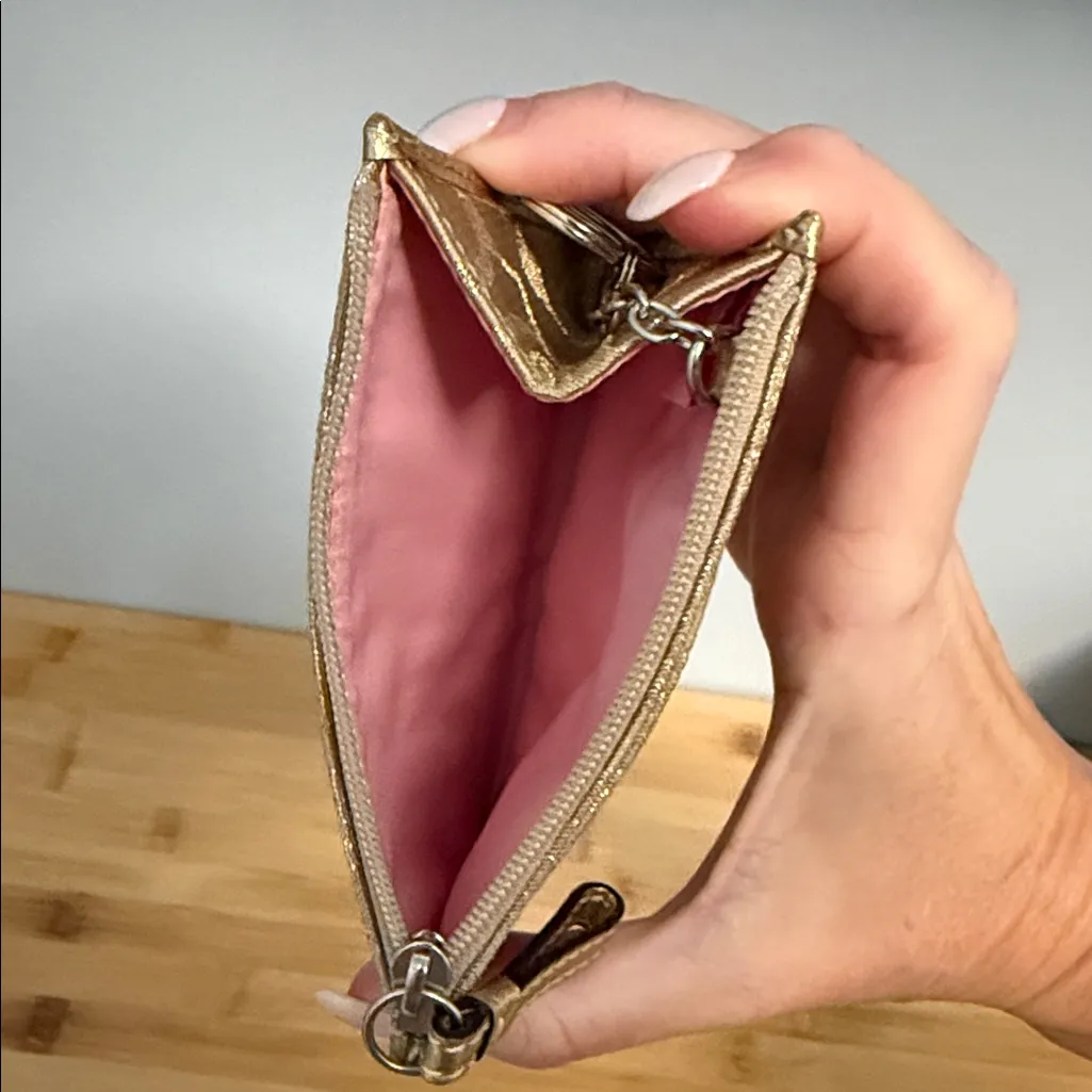 Coach Metallic Gold and Silver New with tag Card Holder with Key Chain - Image 6